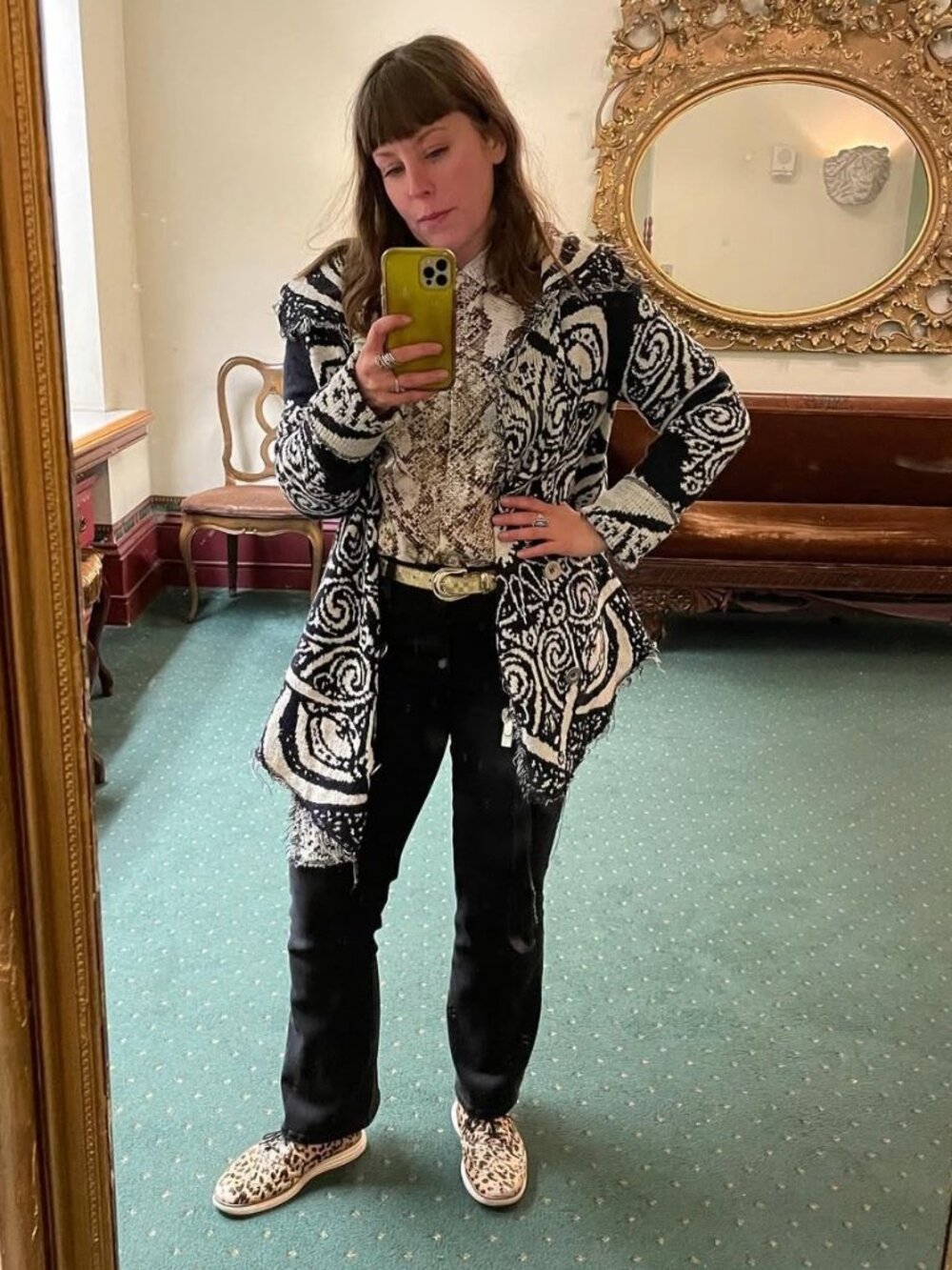 Free People Smitten Kitten Slouchy Mandala Boho Cardigan Medium - Picture 2 of 11